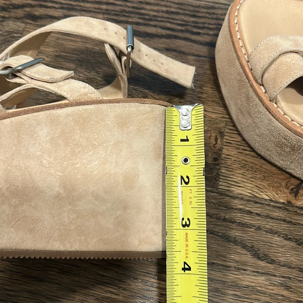 Ann Demeulemeester Cream Suede Platform Sandals EU 40 70s Boho Luxe Avant Garde